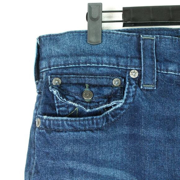 True Religion Jeans Womens SZ 33 Rocco Relaxed Skinny Fit Cuffed Hem Distressed - Picture 2 of 15